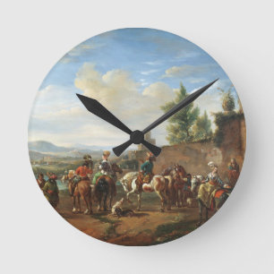 Een jachtpartij van een Landhuis (olie op doek) Ronde Klok