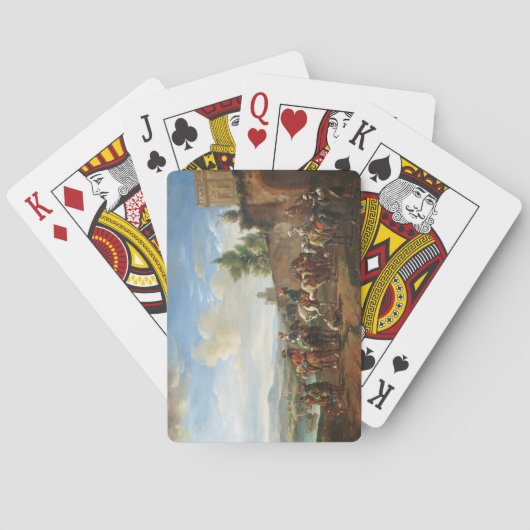 Een jachtpartij van een Landhuis (olie op doek) Speelkaarten (Achterkant)