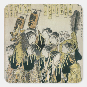 Een Japans orkest, Tosa School Vierkante Sticker