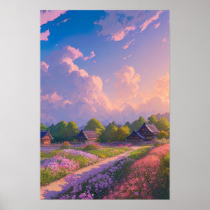 Een Japans plattelandsdorp Poster