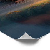 Een Japanse tempel in het licht van de avond Poster (Hoek)