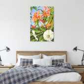 Een Javaanse Rododendron en Ipomoea Canvas Afdruk (Insitu (Slaapkamer))