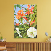 Een Javaanse Rododendron en Ipomoea Canvas Afdruk (Insitu (Woonkamer))