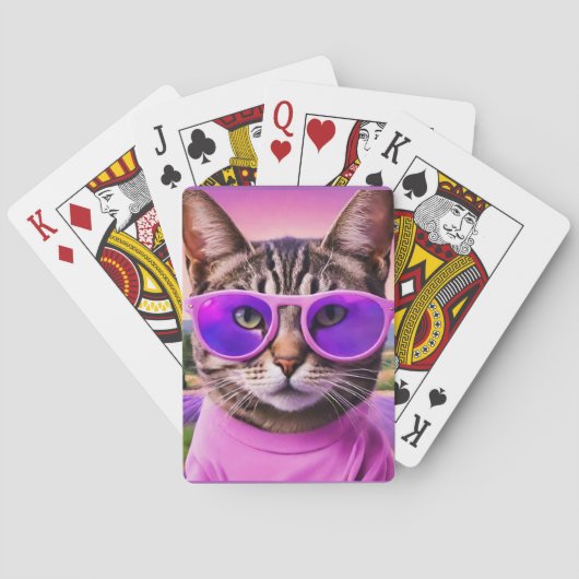 Een jazzy kat in lavendelveld pokerkaarten (Achterkant)