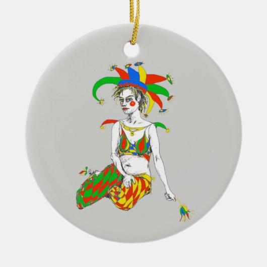 Een jester keramisch ornament (Voorkant)