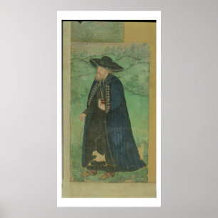 Een jezuïetenpriester, gegrift in het Perzisch: " Poster