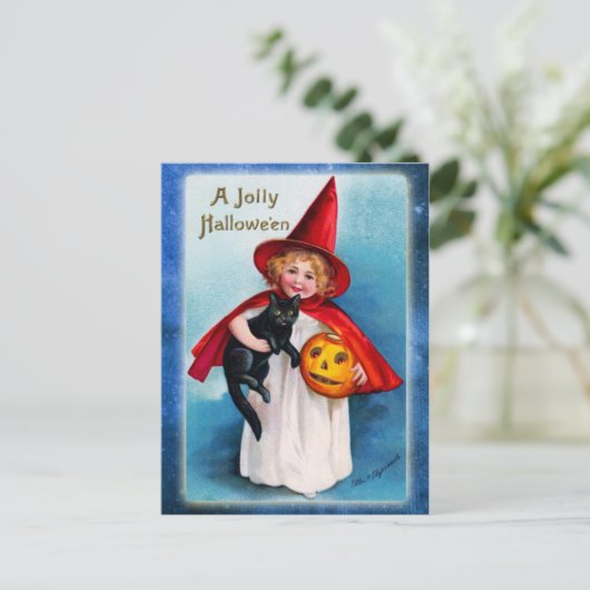 Een Jolly Halloween uit de Little Witch Briefkaart (Staand voorkant)