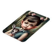 Een jong meisje dat een hert in haar armen houdt magneet (Linkerzijde)