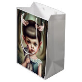 Een jong meisje dat een hert vasthoudt medium cadeauzakje (Achterkant Gekanteld)