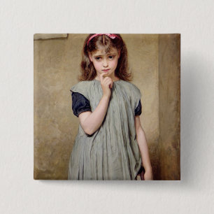 Een jong meisje in de klas, 1876 (olie op doek) vierkante button 5,1 cm