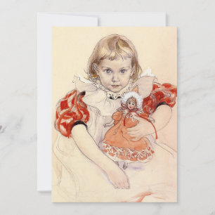 Een jong meisje met een pop door Carl Larsson, Feestdagenkaart