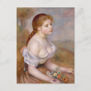 Een jong meisje met madeliefjes - Pierre-Auguste R Briefkaart