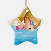 Een jong meisje zwemt keramisch ornament (Rechts)