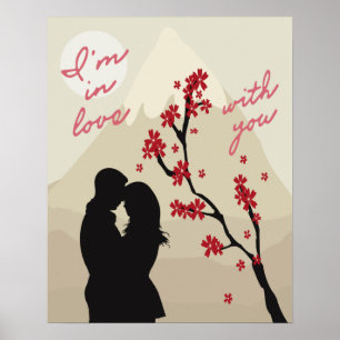 Een jong romantisch stel uit liefde, liefdesverhaa poster