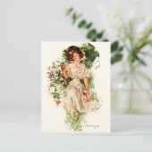 Een jonge dame die Rozen schopt Briefkaart (Staand voorkant)