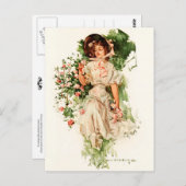 Een jonge dame die Rozen schopt Briefkaart (Voorkant / Achterkant)