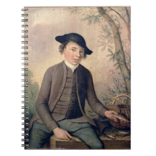 Een jonge man die een vis schoonmaakt, 1782 (panee notitieboek