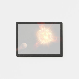 Een jonge rode dwerg post-it® notes