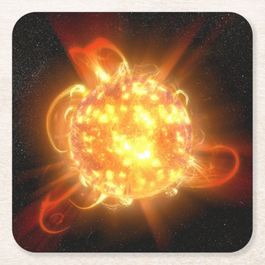 Een jonge rode dwerg vierkante kartonnen onderzetter (Voorkant)