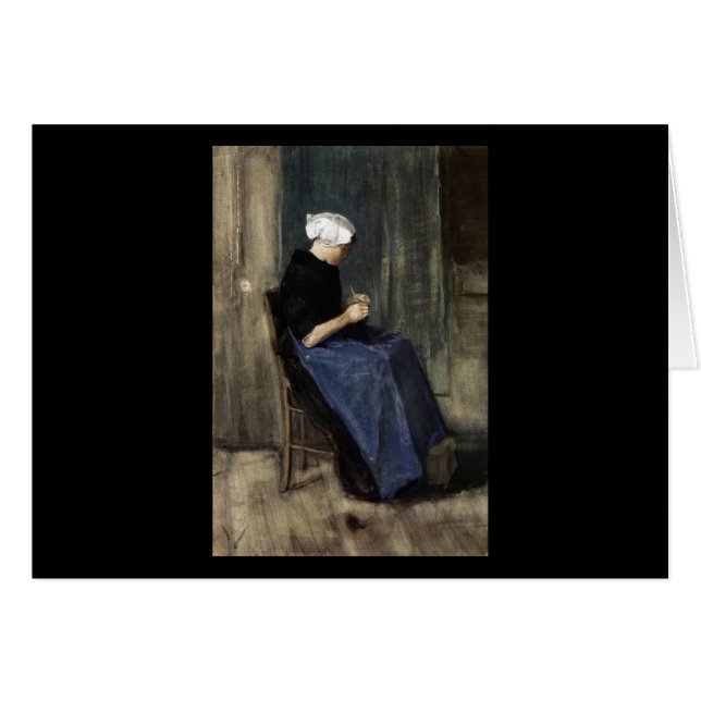 Een jonge Scheveningen Woman Knitting (Voorkant Horizontaal)