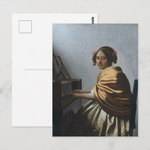 Een jonge vrouw in de Virginals Fine Art Briefkaart