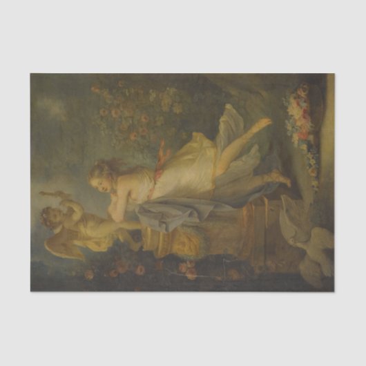 Een jongedame voor een beeld van Cupid, Callet Tissuepapier (Voorkant)