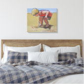 Een jongen die een mantel in het zand vindt canvas afdruk (Insitu (Slaapkamer))