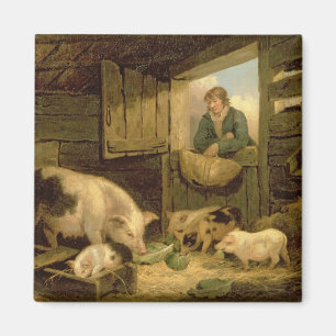 Een jongen die een varkensstaart bekijkt, 1794 (ol magneet