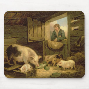 Een jongen die een varkensstaart bekijkt, 1794 (ol muismat