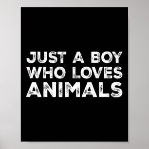 Een jongen die van dieren houdt poster