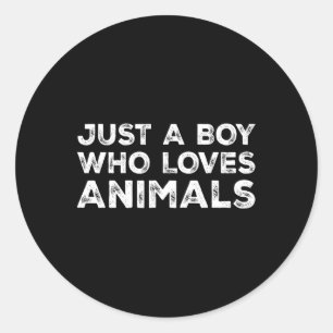 Een jongen die van dieren houdt ronde sticker
