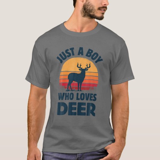 Een jongen die van elk Moose Retro  houdt T-shirt (Voorkant)