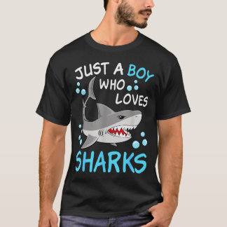 Een jongen die van haaien houdt grappig oceaan die t-shirt