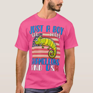 Een jongen die van kameleons en de VS houdt T-shirt