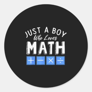 Een jongen die van wiskunde algebra grappige wisku ronde sticker