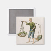 Een jongen met groenten, bord 54 uit 'The Costumes Magneet (Voorkant / Achterkant)