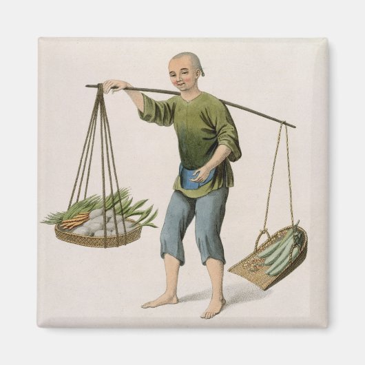 Een jongen met groenten, bord 54 uit 'The Costumes Magneet (Voorkant)