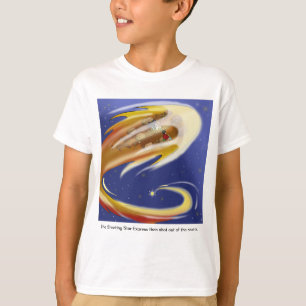 een jongen, met wielvoorgezeten tandenfee, vallend t-shirt