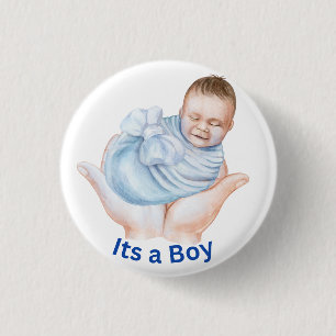 Een Jongen Schattige Baby Shower Knop Speld Ronde Button 3,2 Cm