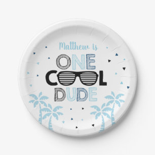 Een jongen van Cool Man Sunglass First Birthday Papieren Bordje