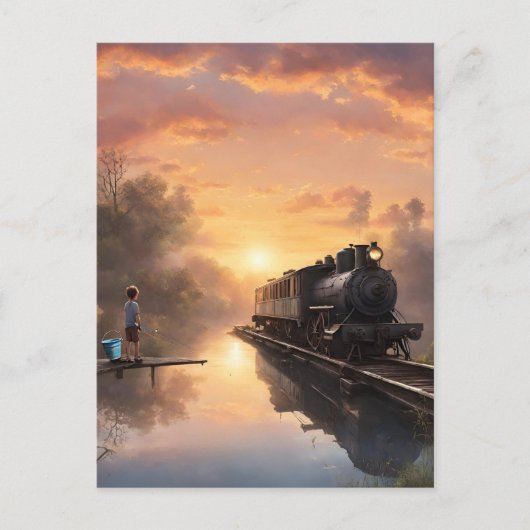 Een jongen Vist Briefkaart (Voorkant)