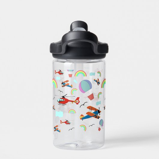 Een jongens vliegend patroon op wit waterfles (Achterkant)