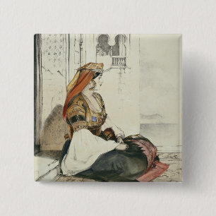 Een joodse vrouw uit Gibraltar, van 'Schetsen van  Vierkante Button 5,1 Cm