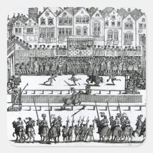 Een Jousting Scene Vierkante Sticker (Voorkant)