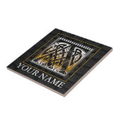 Een "Jouw naam" Celtic Black Stone Monogram Tile Tegeltje (Zijkant)