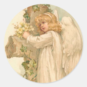 Een Joyous Engel Vintage Pasen van Pasen Ronde Sticker