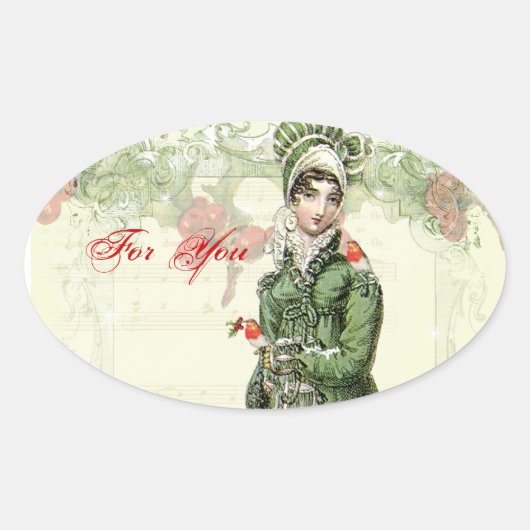 Een joyous Noel Ovale Sticker (Voorkant)