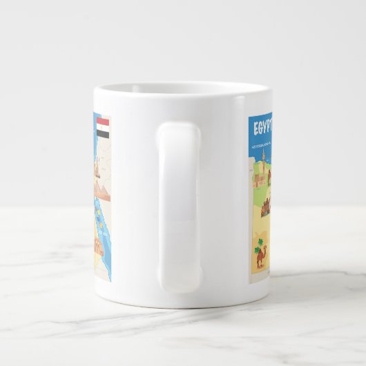 Een kaart van de Cartoon van Egypte Extra Grote Beker (Achterkant)