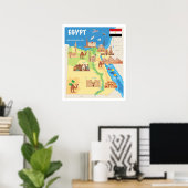 Een kaart van de Cartoon van Egypte Poster (Thuiskantoor)