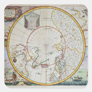 Een kaart van de Noordpool Vierkante Sticker